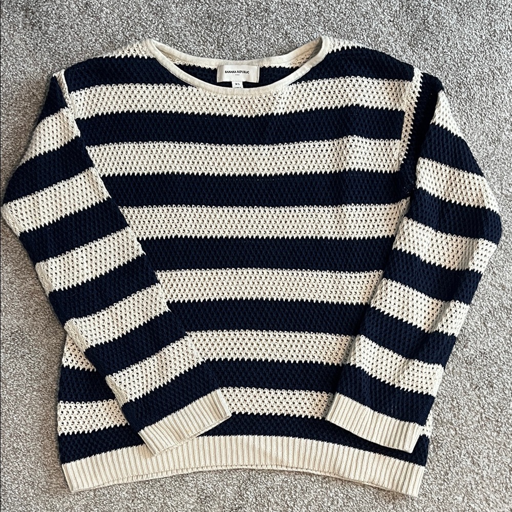 GAP Factory Navy and Cream Striped Sweater